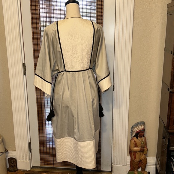 Tory Burch Color Blocked Tunic Swim Cover-Up SM Khaki/French Cream/Black EUC - Picture 3 of 7